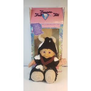 1991 Treasure Troll Tot 14" Doll Bellybutton Wishstone Vintage Cow Outfit